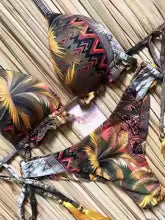 Conjunto de Bikini de 2 piezas para mujer, traje de baño deportivo con estampado, ropa de playa, traje de baño acolchado con realce, bañista exquisito