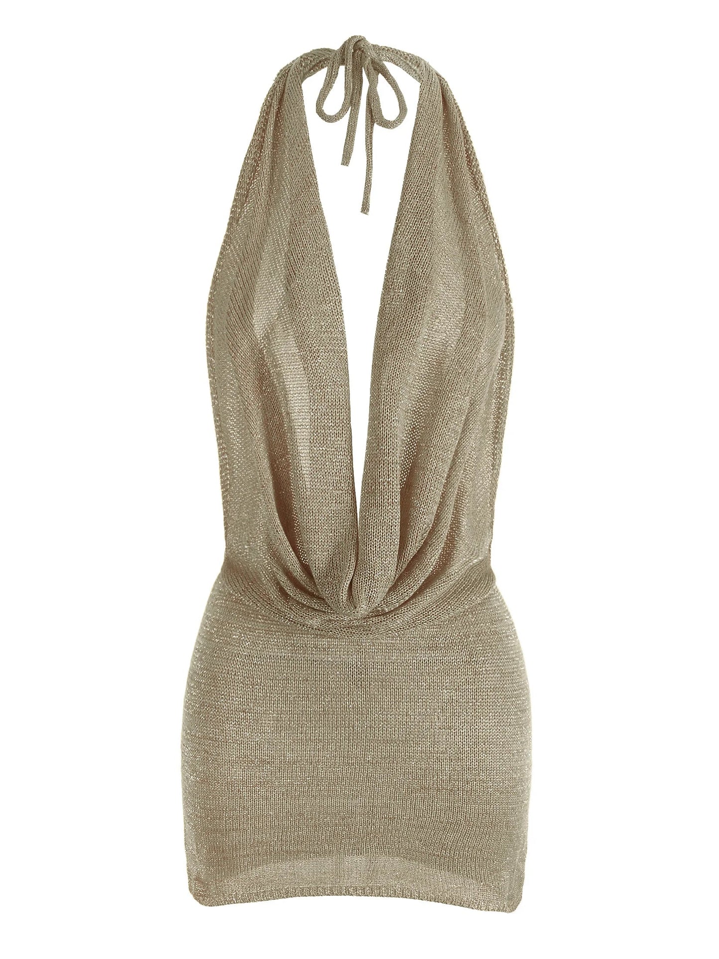 Minivestido sin espalda en V profundo para mujer