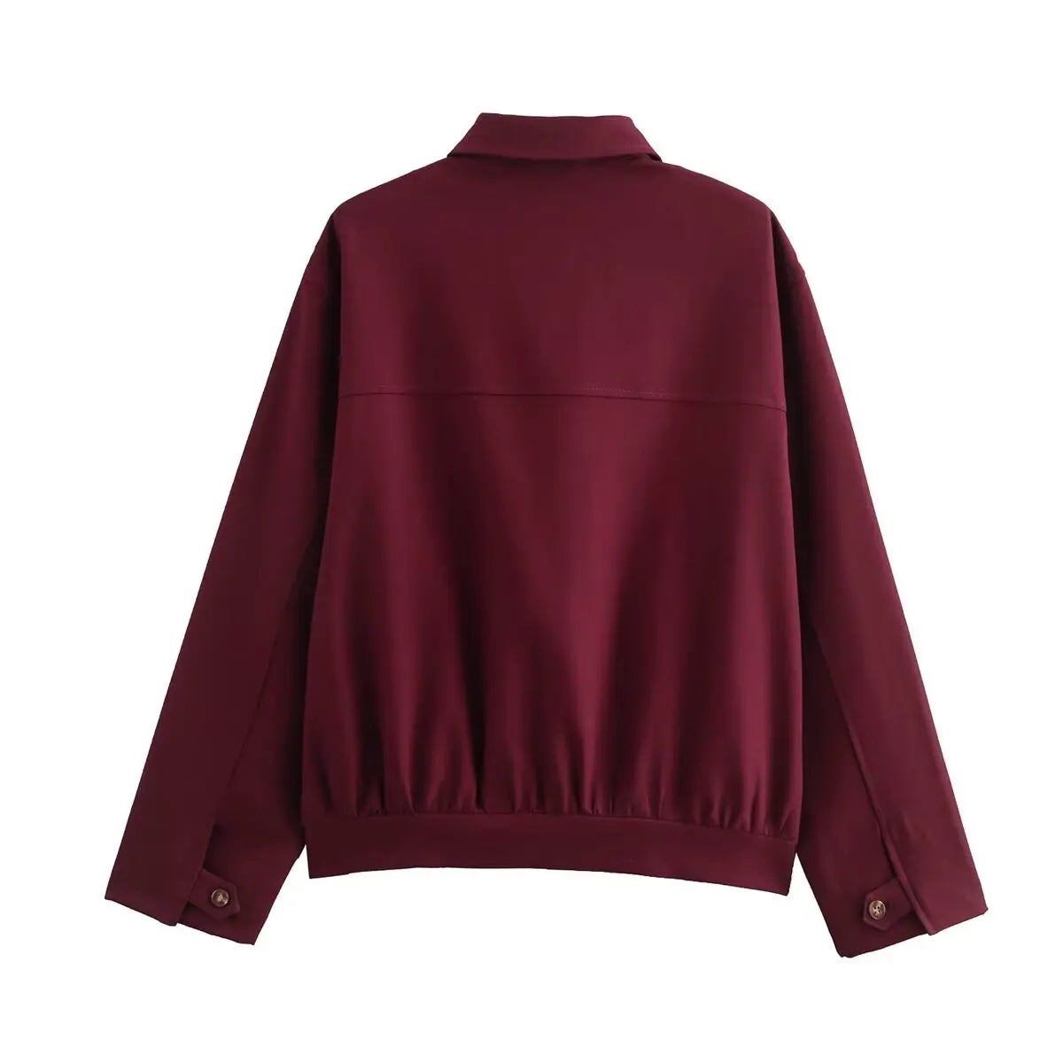 Chaqueta con cremallera de lona burdeos