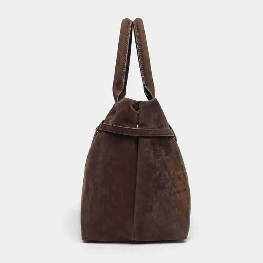 Bolso de mano marrón vintage para mujer