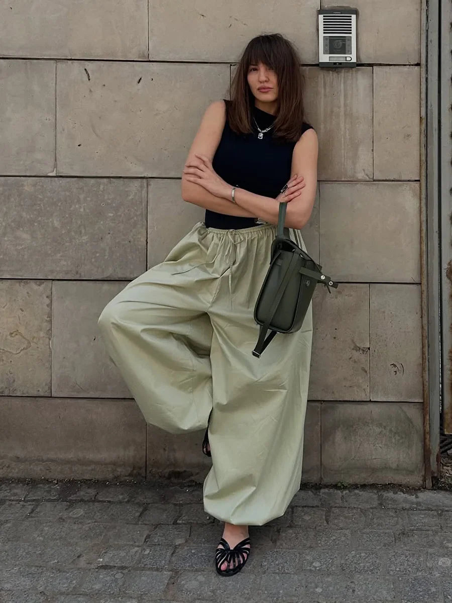Pantalones anchos de algodón