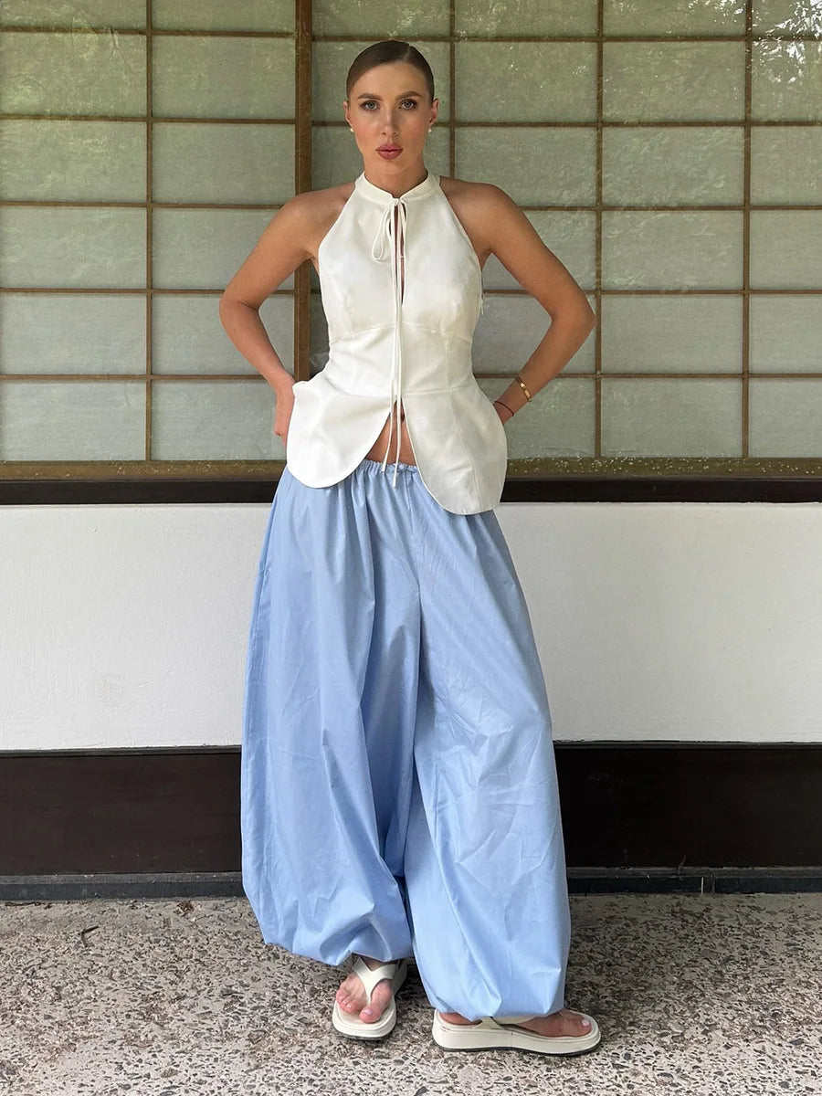 Pantalones anchos de algodón