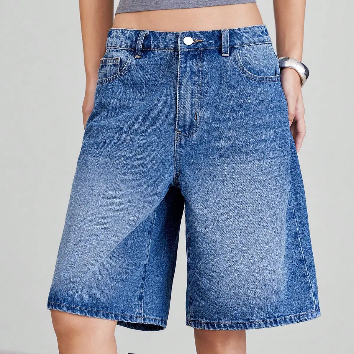 Pantalones cortos de mezclilla de 5 piezas de cintura alta