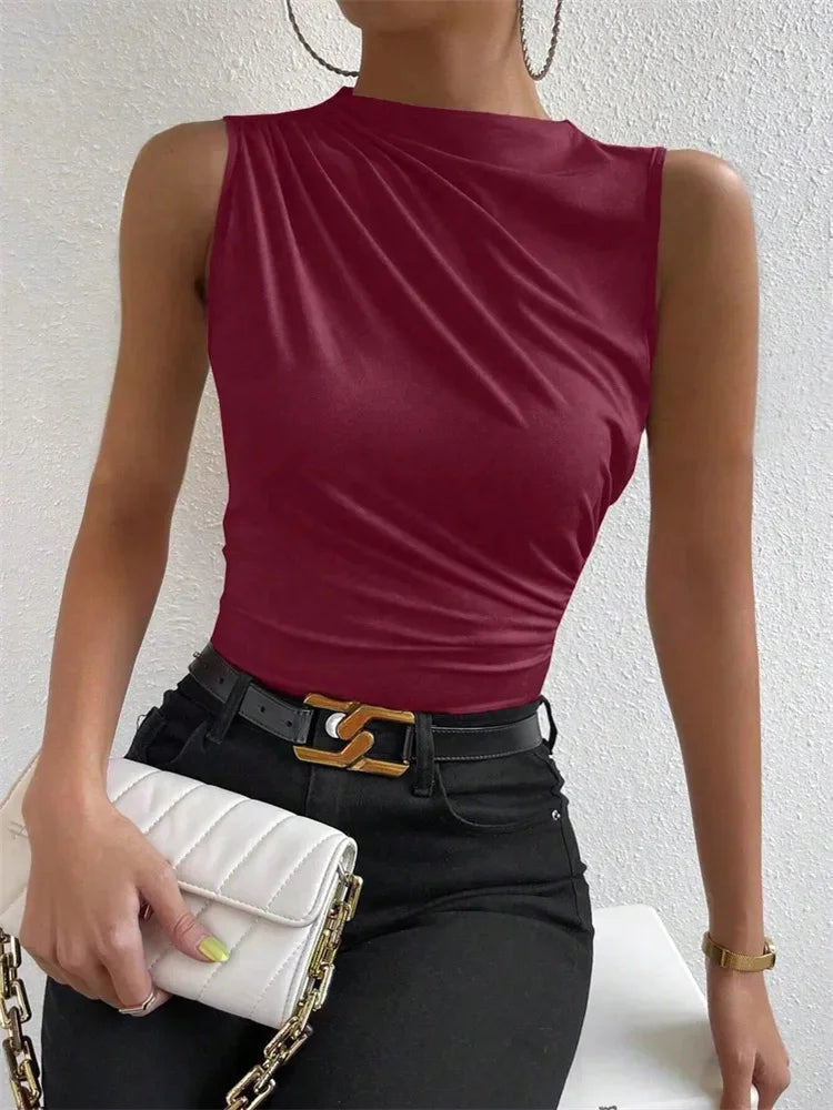 Camiseta sin mangas fruncida
