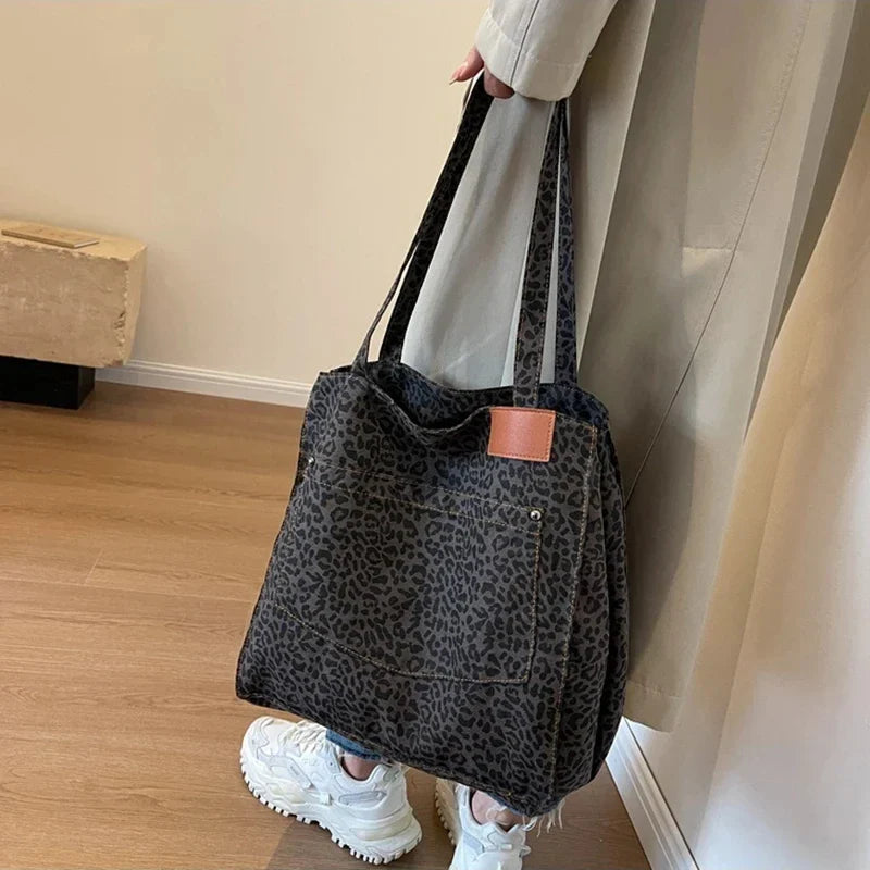 Bolso de lona de leopardo retro