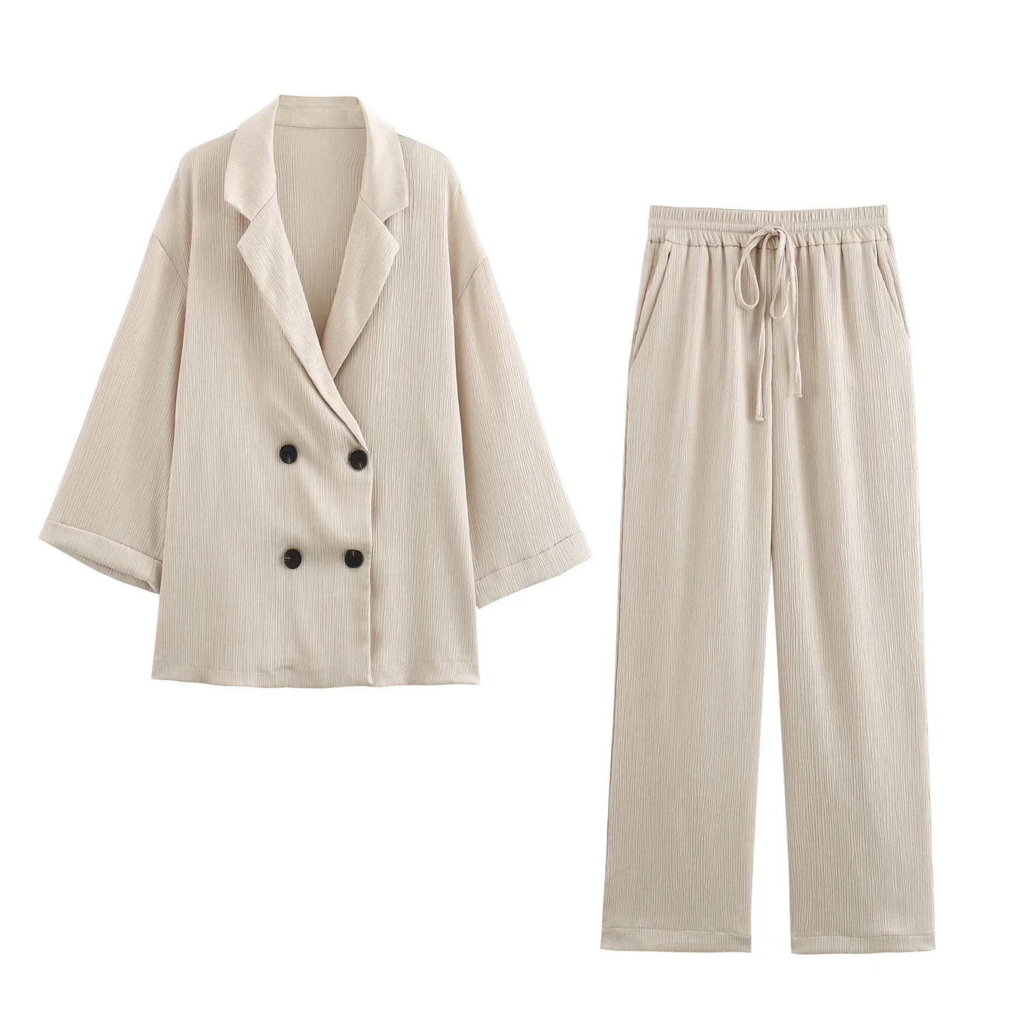 Conjunto de blazer cruzado para mujer