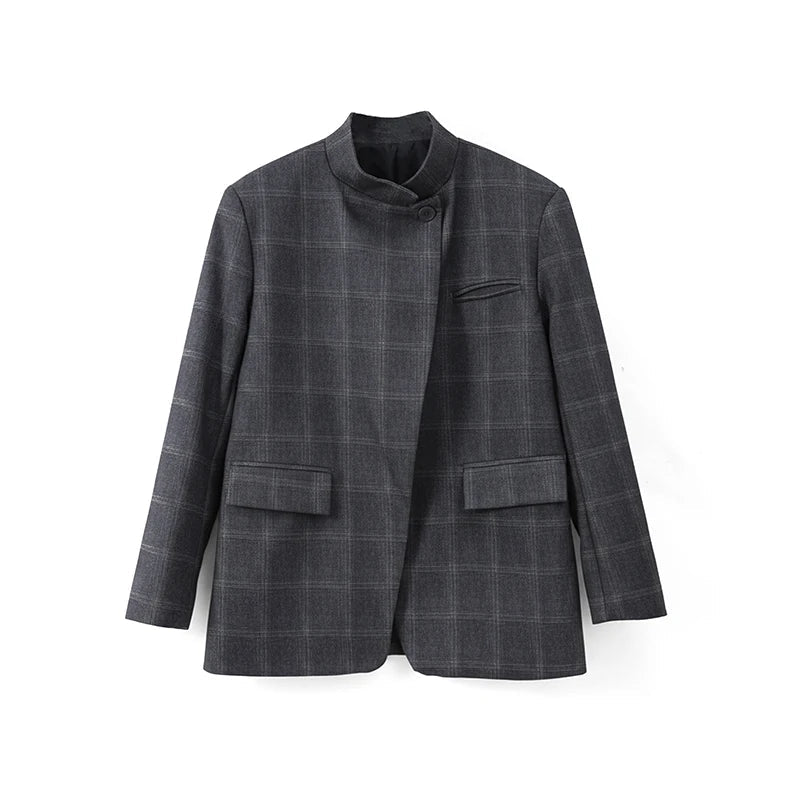 Blazer de cuadros irregulares