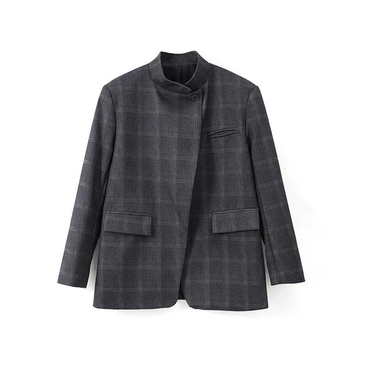 Blazer de cuadros irregulares