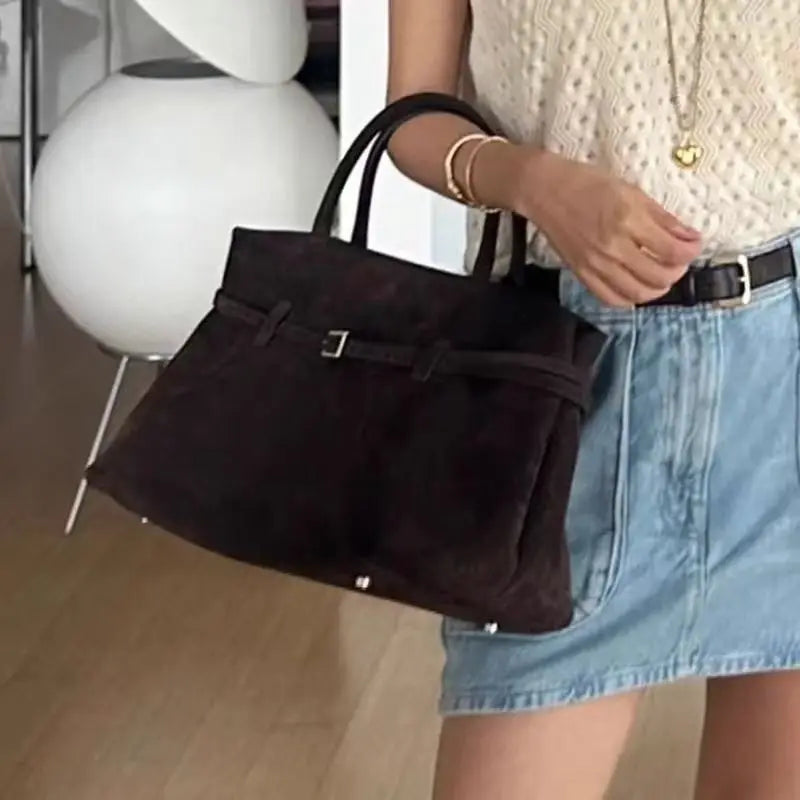 Bolso de mano marrón vintage para mujer