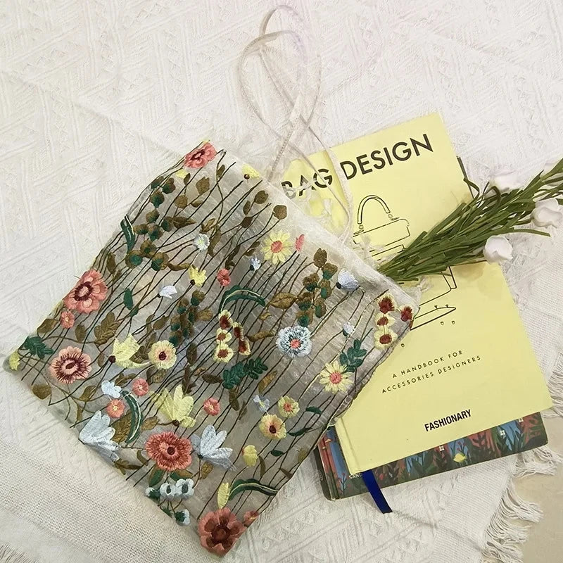 Bolso de hombro de flores de encaje bordado