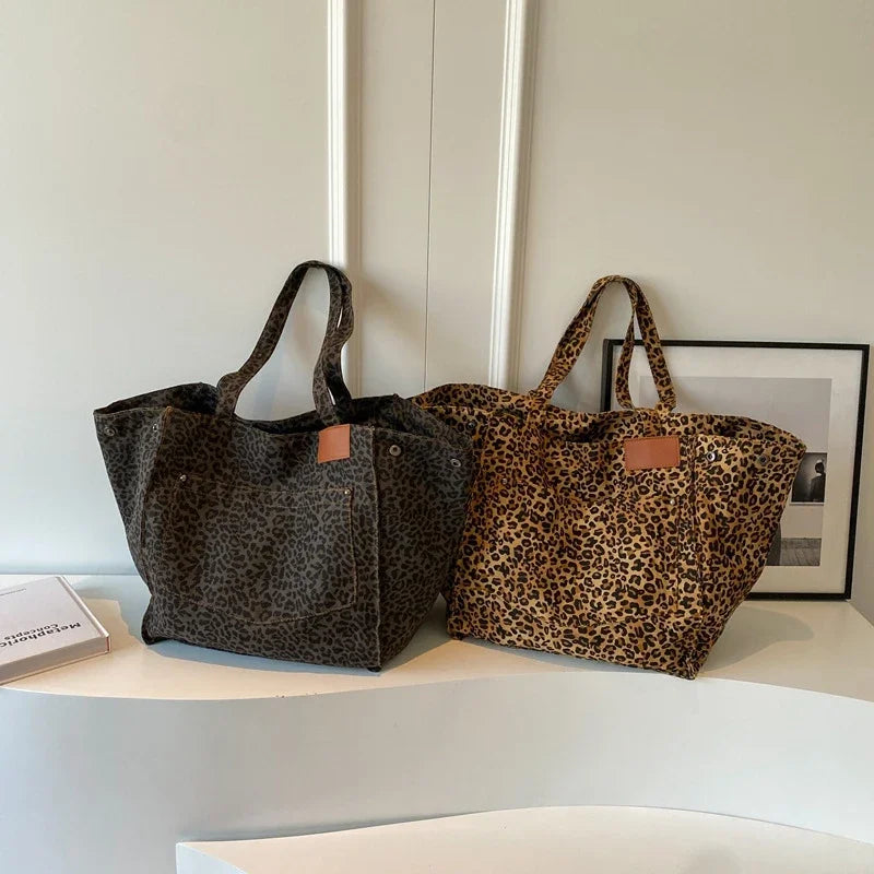 Bolso de lona de leopardo retro