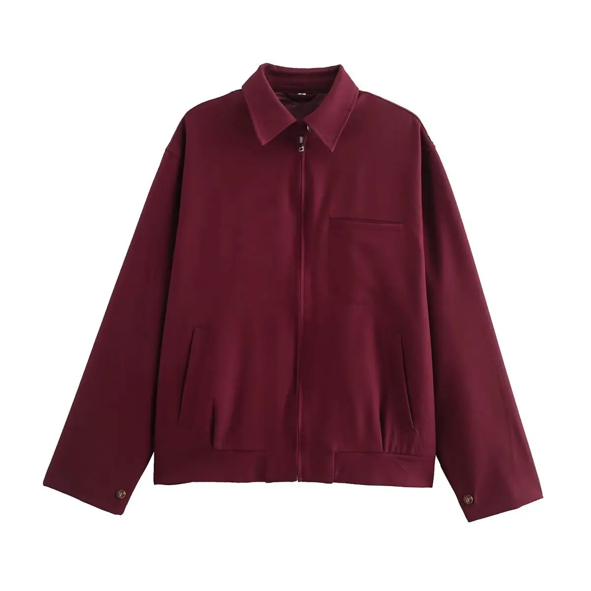 Chaqueta con cremallera de lona burdeos