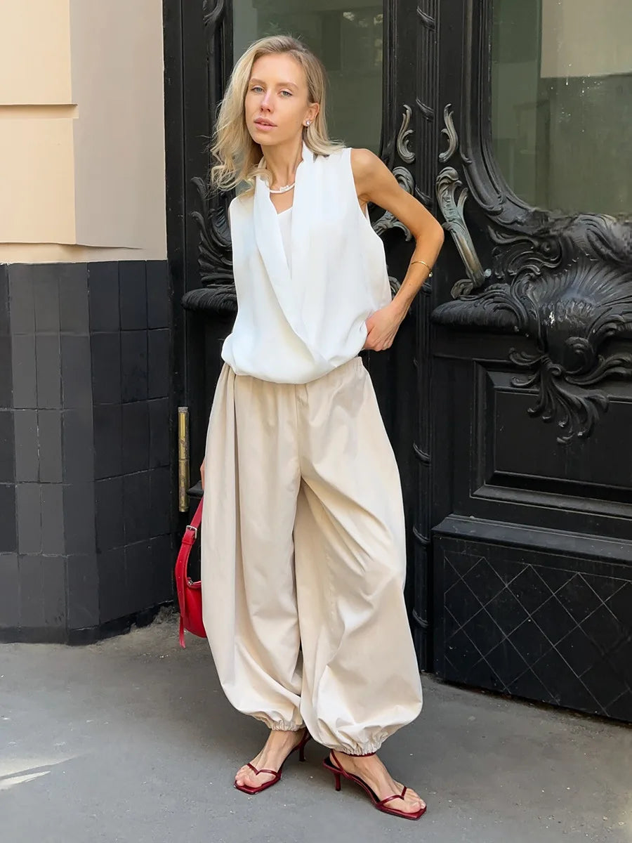 Pantalones anchos de algodón