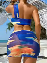 Conjunto de Bikini de 3 Piezas con Estampado para Mujer