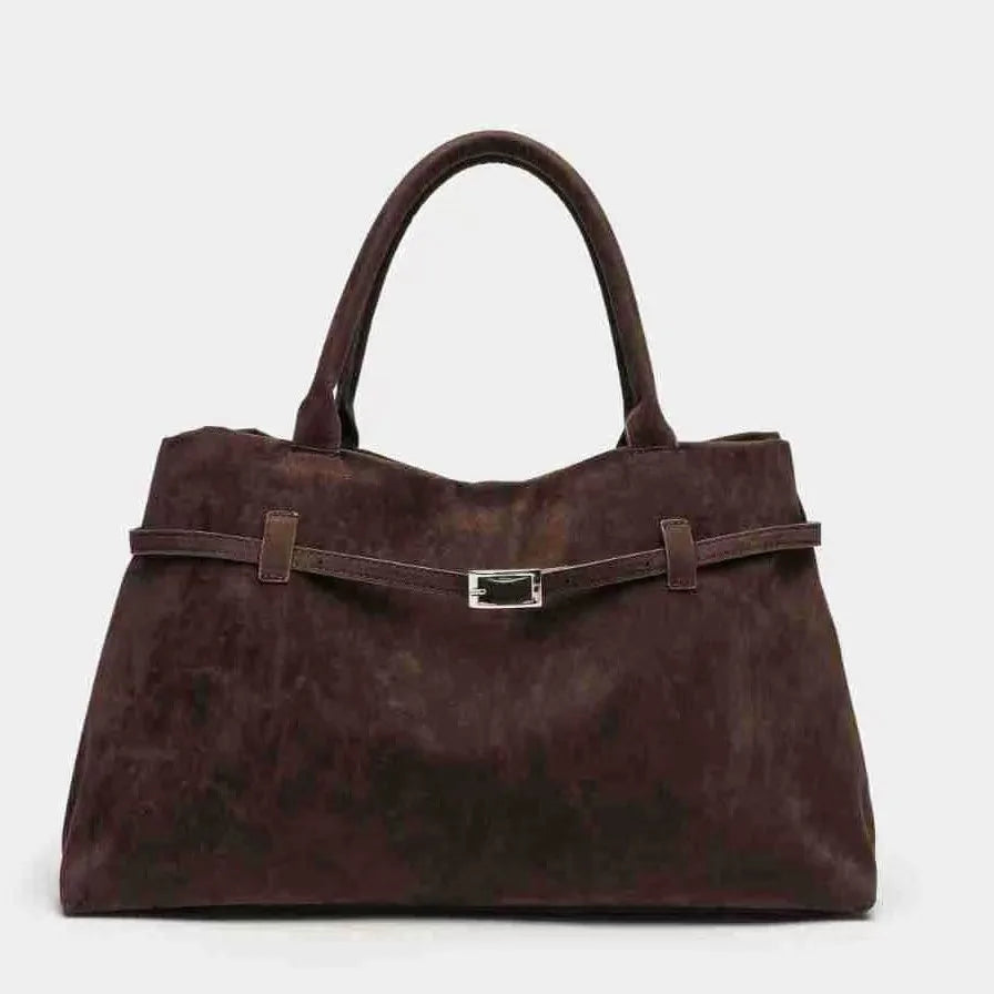 Bolso de mano marrón vintage para mujer