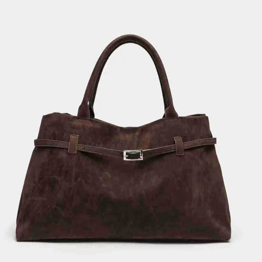Bolso de mano marrón vintage para mujer