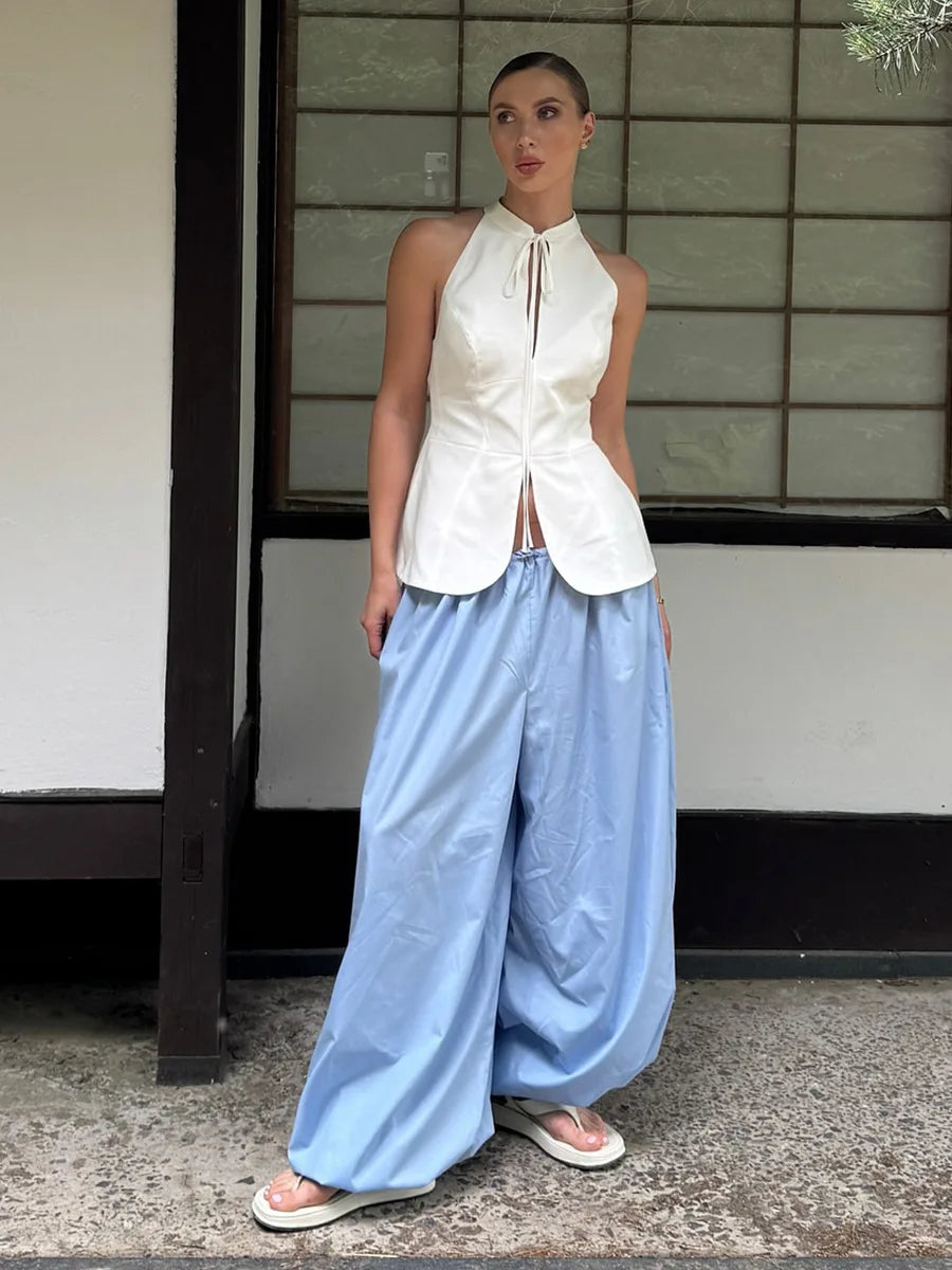 Pantalones anchos de algodón