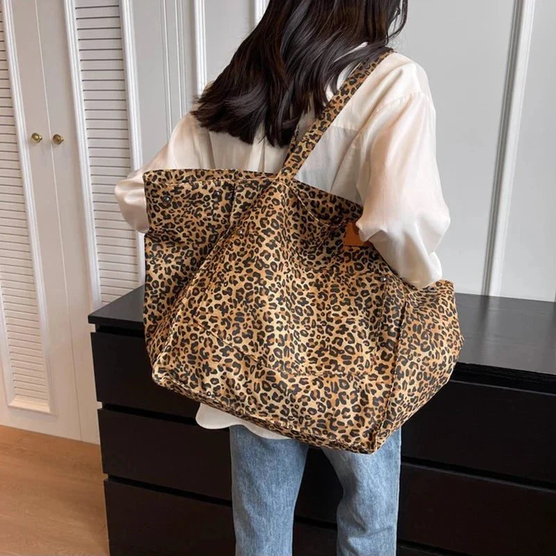 Bolso de lona de leopardo retro