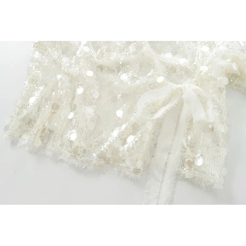 Chaqueta envolvente de kimono con lentejuelas