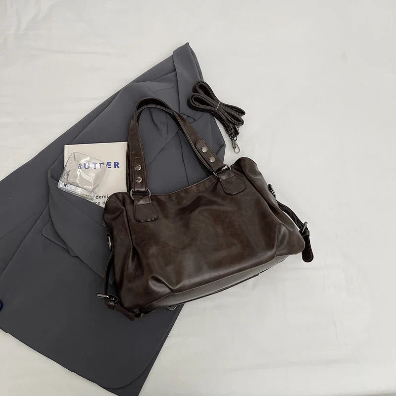 Bolso de mano retro de PU para mujer