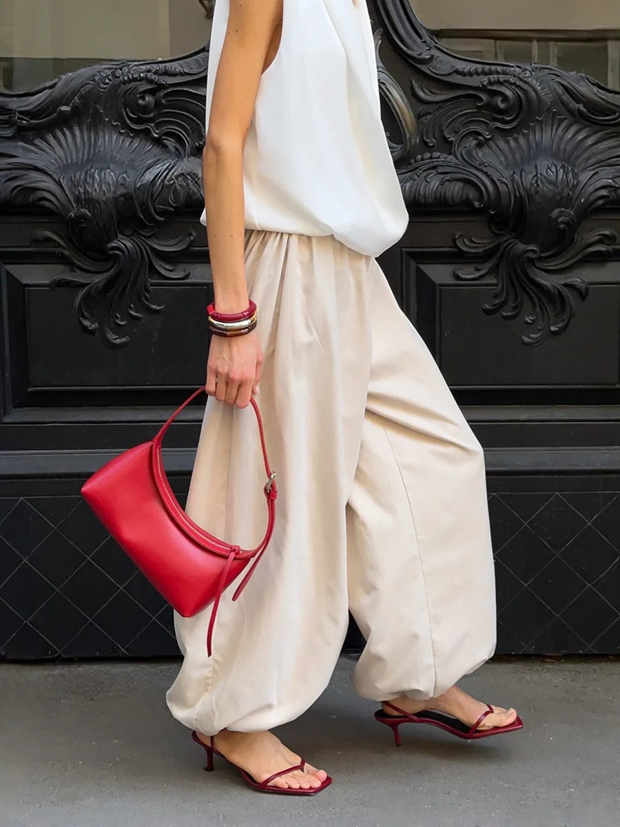 Pantalones anchos de algodón