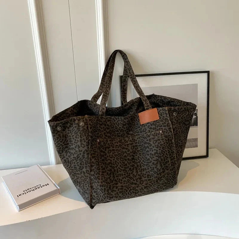 Bolso de lona de leopardo retro