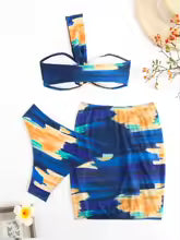 Conjunto de Bikini de 3 Piezas con Estampado para Mujer