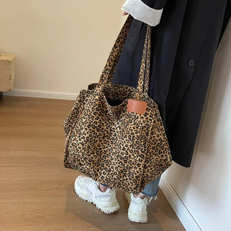 Bolso de lona de leopardo retro