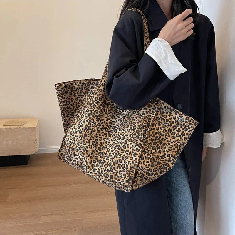 Bolso de lona de leopardo retro