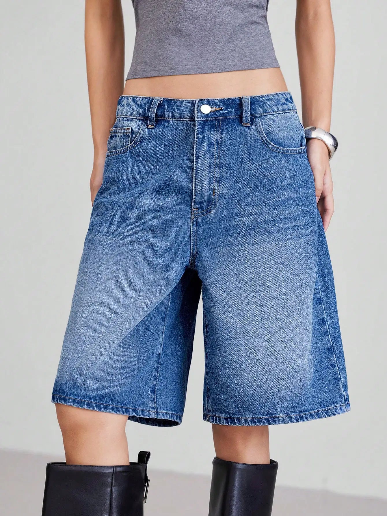 Pantalones cortos de mezclilla de 5 piezas de cintura alta