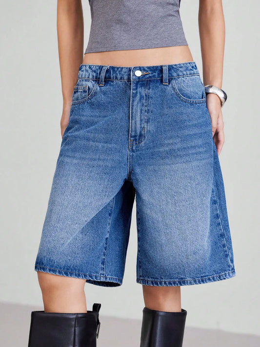 Pantalones cortos de mezclilla de 5 piezas de cintura alta